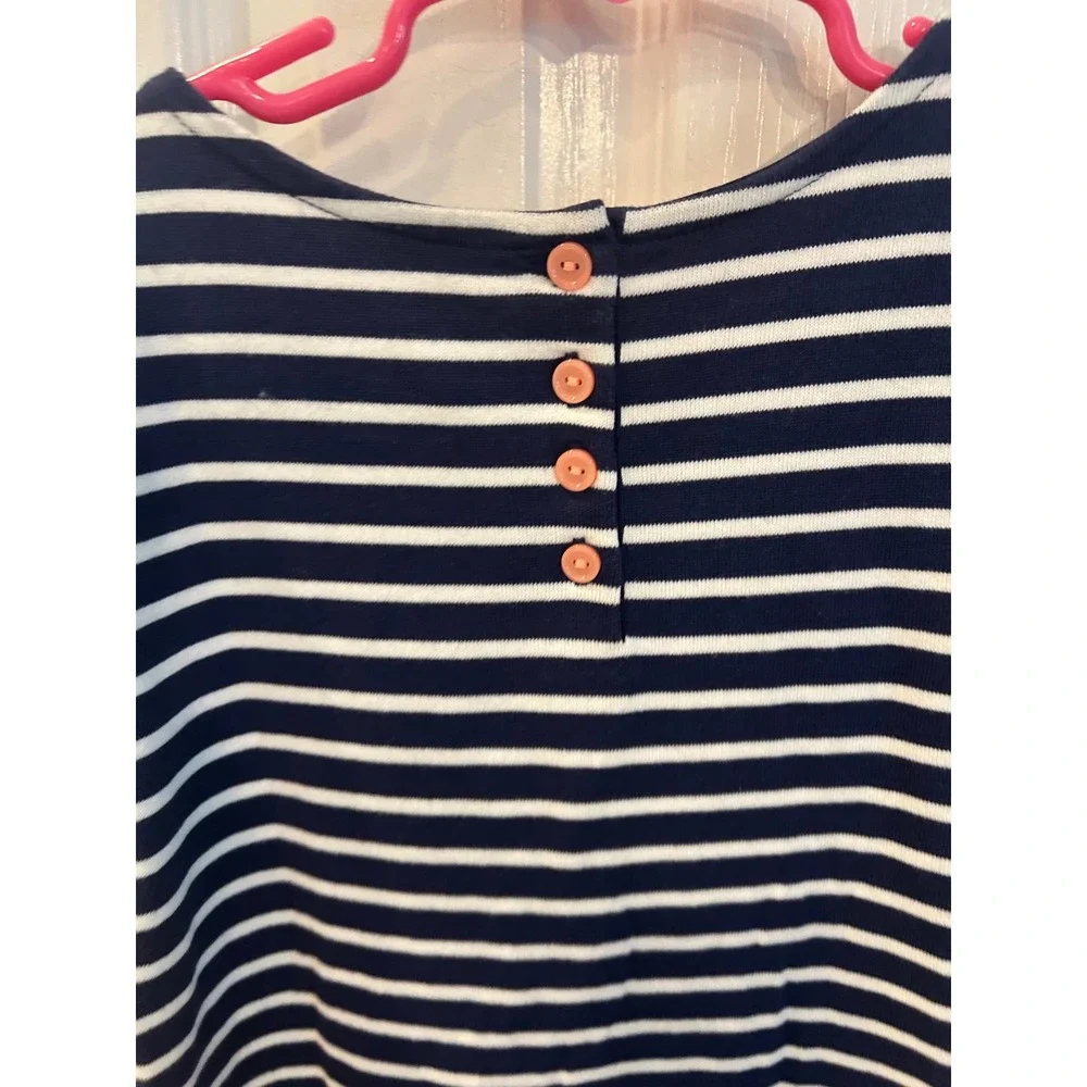 Gymboree T-Shirt Dress Navy Blue Striped Sequin Rainbow Pineapple Fruit Kids 8